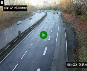 Webcam routière à hauteur de Bois-Guillaume en périphérie de Rouen. Vue orientée vers Rouen