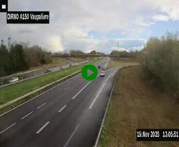 Webcam autoroute A150 à hauteur de La Vaupalière en périphérie de Rouen. Vue orientée vers Rouen