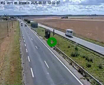 Webcam à hauteur de Vert-en-Drouais sur la N12, en périphérie de Dreux. Vue orientée vers Alençon