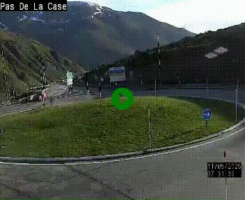 Webcam sur la N22 au niveau du poste frontière entre la France et Andorre à proximité de Pas de la Case à plus de 2000 mètres d'altitude