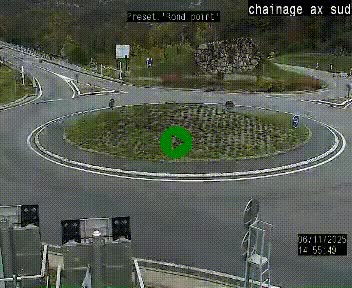 Webcam au nord d'Ax-les-Thermes au niveau de l'aire de chaînage de la N20. Vue orientée vers les Pyrénées, en direction de Pas de la Case