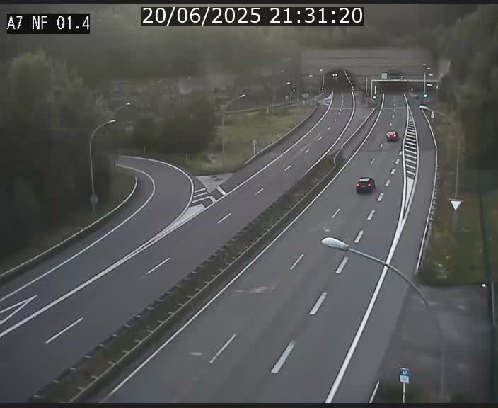 Caméra autoroute Luxembourg A7 - Echangeur Waldhaff - direction Tunnel Stafelter