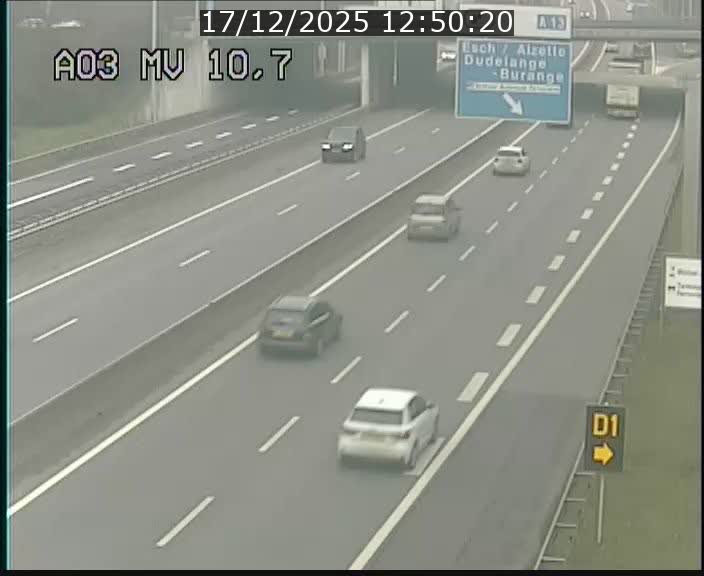 Traffic live webcam Luxembourg Croix de Bettembourg - A3 - BK 10.7 - direction France