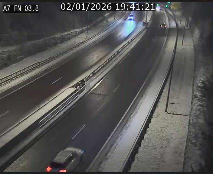 Caméra autoroute Luxembourg A7 - Passage à gibier Rëngelbour - direction Tunnel Stafelter