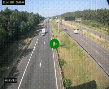 Webcam autoroute A63 en périphérie de Bordeaux au sud-est de la ville, en provenance du bassin d'Arcachon. Vue orientée vers Bordeaux