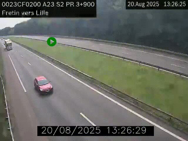 Webcam autoroute A23 à hauteur de Fretin. Vue orientée vers Lille