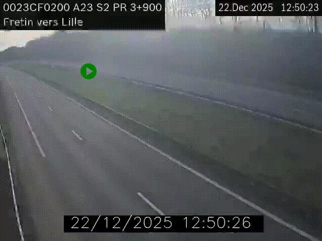 Webcam autoroute A23 à hauteur de Fretin. Vue orientée vers Lille