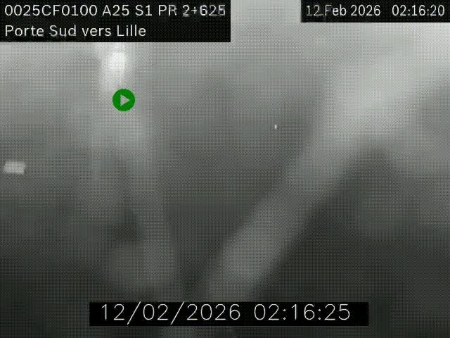 Webcam autoroute A25 sur le périphérique de Lille à hauteur de Lille-Sud et la sortie 3 Faches-Thumesnil. Vue orientée vers Lille-Centre.