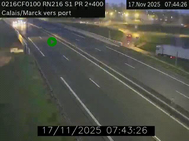 Webcam à Calais sur A216 (N216) en direction du port (harbour) de Calais.