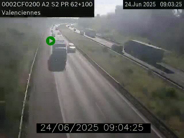 Webcam autoroute A2 à Valenciennes. Vue orientée vers Maubeuge et Mons (Belgique)