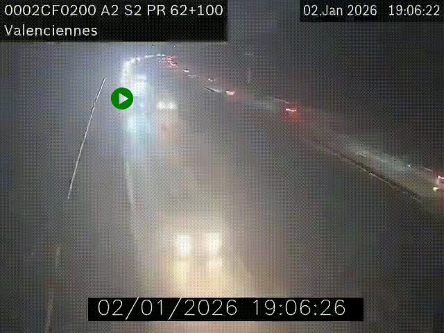 Webcam autoroute A2 à Valenciennes. Vue orientée vers Maubeuge et Mons (Belgique)