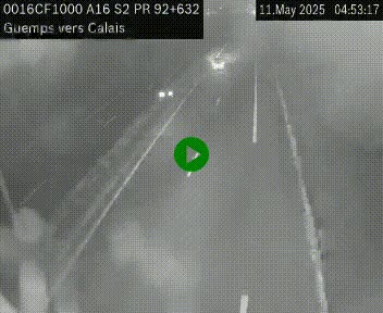 Webcam A16 juste après l'aire de repos d'Offekerque à Guemps. Vue orientée vers Calais