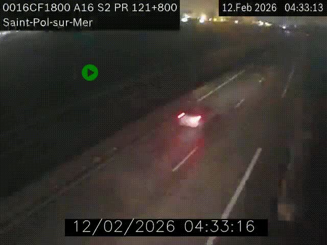 Webcam autoroute A16 à proximité de Dunkerque, à hauteur de la sortie Saint-Pol-sur-Mer. Vue orientée vers Calais