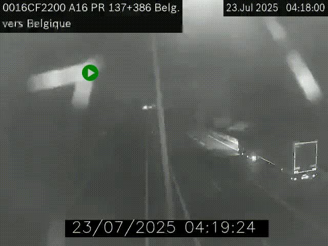 Webcam à la frontière franco-belge au niveau de Bray-Dunes/De-Panne sur l'autoroute A16. Vue orientée vers la Belgique