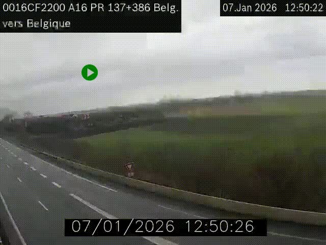 Webcam à la frontière franco-belge au niveau de Bray-Dunes/De-Panne sur l'autoroute A16. Vue orientée vers la Belgique