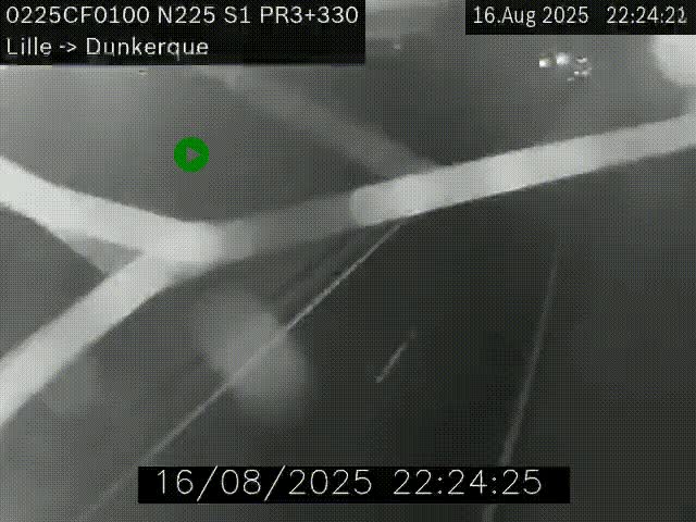 Webcam autoroute A25 (N225) à hauteur de Bergues (Bierne). Vue orientée vers Dunkerque.