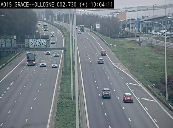 Webcam E42/A15 à Grâce-Hollogne, à proximité de la jonction avec l'A604. Vue orientée vers Namur
