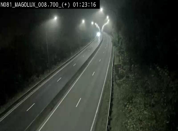 Webcam sur la N81 (E411) à hauteur de la jonction avec la N883. Vue orientée vers Longwy