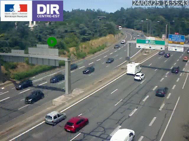 Caméra de circulation routière sur le boulevard périphérique Laurent Bonnevay de Lyon (D383) à hauteur de Bron, avant la jonction avec l'A43. Vue orientée vers l'échangeur