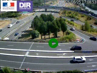 Webcam traffic à Grenoble-sud sur l'autoroute A480. Vue orientée vers l'entrée et la sortie de Grenoble