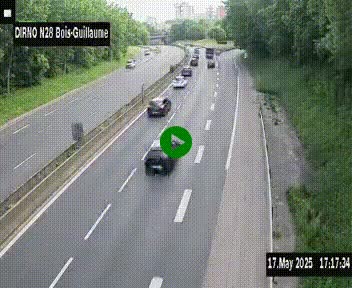 Webcam routière à hauteur de Bois-Guillaume en périphérie de Rouen. Vue orientée vers Rouen