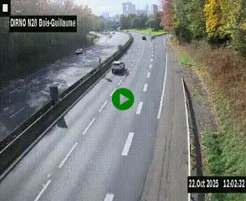 Webcam routière à hauteur de Bois-Guillaume en périphérie de Rouen. Vue orientée vers Rouen