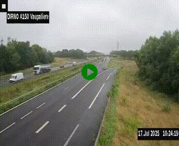 Webcam autoroute A150 à hauteur de La Vaupalière en périphérie de Rouen. Vue orientée vers Rouen