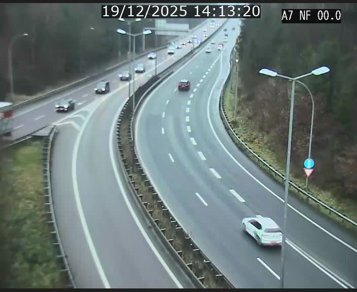 Caméra autoroute Luxembourg A7 - Echangeur A1/A7 Grünewald direction Tunnel Stafelter