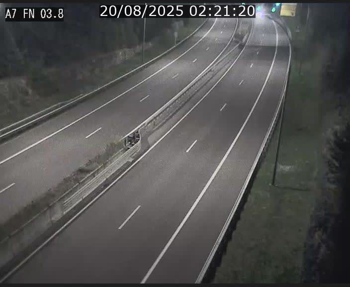 Caméra autoroute Luxembourg A7 - Passage à gibier Rëngelbour - direction Tunnel Stafelter