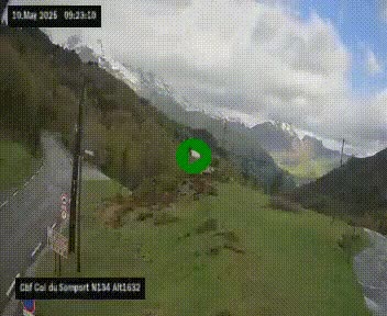 Webcam au col du Somport, côté français, sur la N134, dans les Pyrénées, en direction de l'Espagne, à 1632 mètres d'altitude