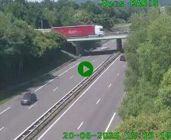 Caméra routière sur l'autoroute A20 au nord de Limoges, à la jonction avec la N520. Vue orientée vers Paris