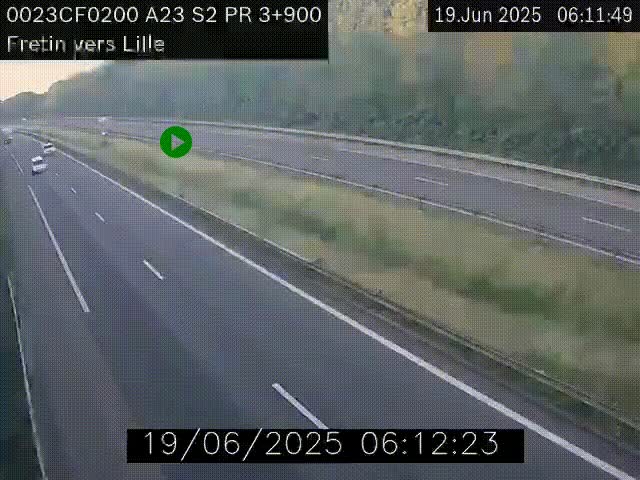 Webcam autoroute A23 à hauteur de Fretin. Vue orientée vers Lille