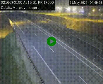 Webcam à Calais sur A216 (N216) en direction du port (harbour) de Calais.