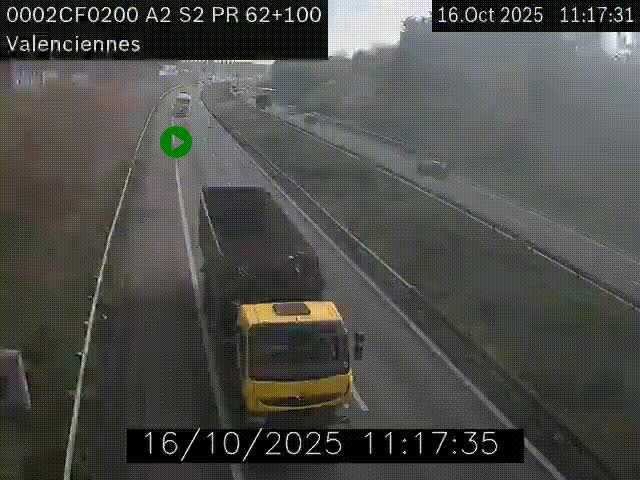 Webcam autoroute A2 à Valenciennes. Vue orientée vers Maubeuge et Mons (Belgique)