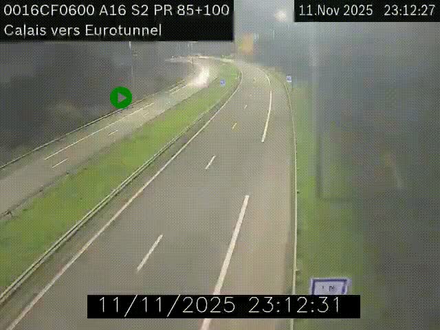 Webcam A16 à Calais en direction du Tunnel sous la Manche (Eurotunnel)