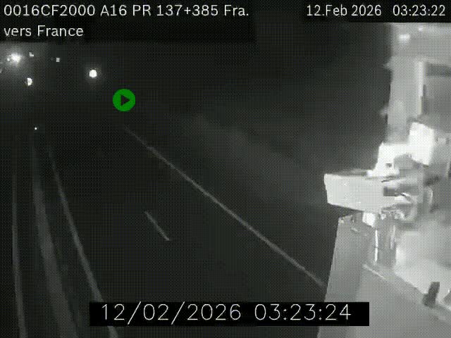 Webcam à la frontière franco-belge au niveau de Bray-Dunes/De-Panne sur l'autoroute A16. Vue orientée vers Calais