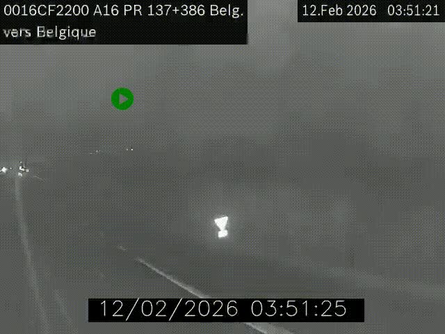 Webcam à la frontière franco-belge au niveau de Bray-Dunes/De-Panne sur l'autoroute A16. Vue orientée vers la Belgique