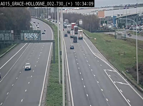 Webcam E42/A15 à Grâce-Hollogne, à proximité de la jonction avec l'A604. Vue orientée vers Namur