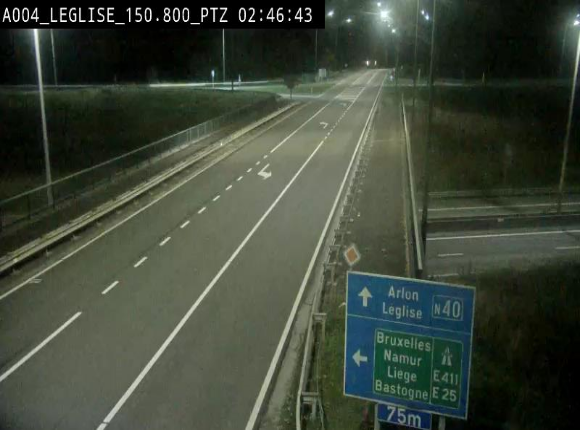 Webcam au-dessus de l'E411 sur la N40. Vue orientée vers Léglise en provenance de Neufchâteau