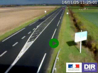 Webcam routière sur la RN7 à hauteur de Toulon-sur-Allier, entre Moulins et Vichy
