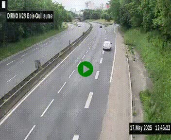Webcam routière à hauteur de Bois-Guillaume en périphérie de Rouen. Vue orientée vers Rouen