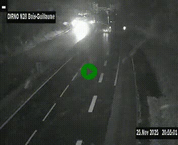 Webcam routière à hauteur de Bois-Guillaume en périphérie de Rouen. Vue orientée vers Rouen