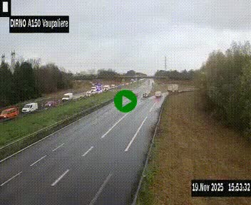 Webcam autoroute A150 à hauteur de La Vaupalière en périphérie de Rouen. Vue orientée vers Rouen