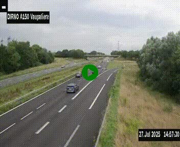 Webcam autoroute A150 à hauteur de La Vaupalière en périphérie de Rouen. Vue orientée vers Rouen