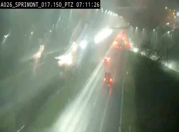 Webcam A26 (E25) à Sprimont, sur l'autoroute entre Liège et Arlon. Vue orientée vers le Luxembourg