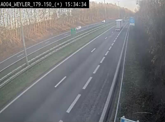 Webcam entre la sortie Arlon et la sortie Weyler sur l'E411. Vue orientée vers Luxembourg