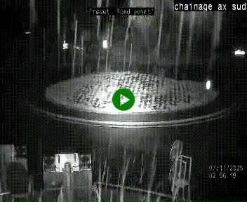 Webcam au nord d'Ax-les-Thermes au niveau de l'aire de chaînage de la N20. Vue orientée vers les Pyrénées, en direction de Pas de la Case