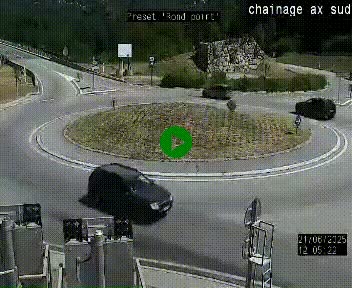 Webcam au nord d'Ax-les-Thermes au niveau de l'aire de chaînage de la N20. Vue orientée vers les Pyrénées, en direction de Pas de la Case