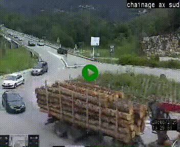 Webcam au nord d'Ax-les-Thermes au niveau de l'aire de chaînage de la N20. Vue orientée vers les Pyrénées, en direction de Pas de la Case