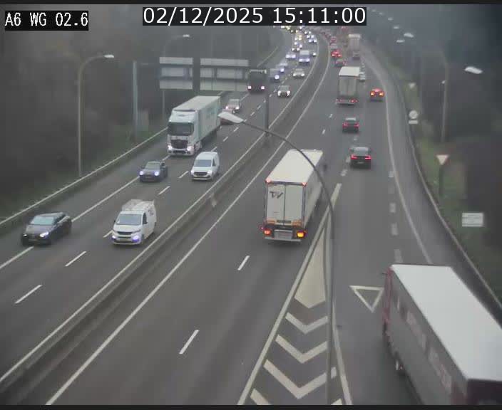 Traffic live webcam Luxembourg Croix de Cessange - A6 - BK 2.6 - direction France/Allemagne